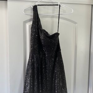 Black sequin one shoulder mini dress Sz 9